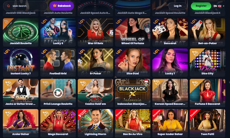 A snapshot of the live games at Jackbit Casino