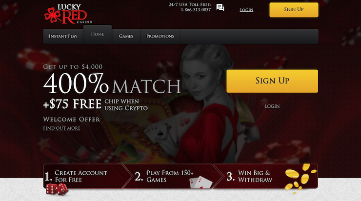 A snapshot of the casino bonus at Lucky Red Casino