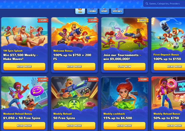 A view of the live casino games at Pistolo Casino - a top CA fast payout casino
