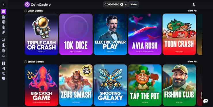 a snapshot of provably fair games at Coin Casino - a top ripple casino