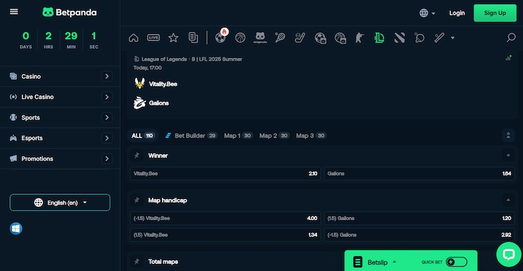 An image of esports betting with Bitcoin at BetPanda.