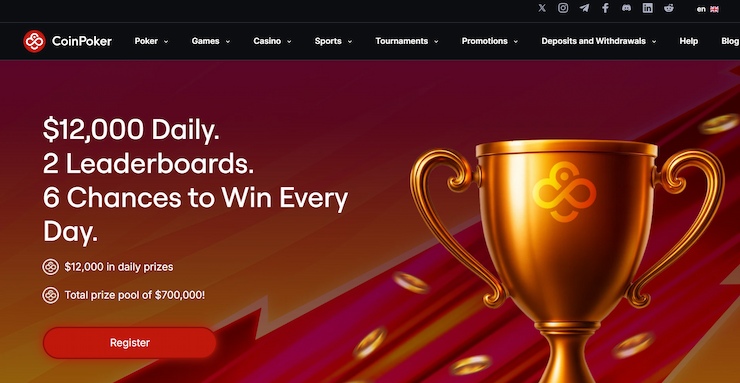 Screenshot of one of the CoinPoker promos, daily leaderboards.
