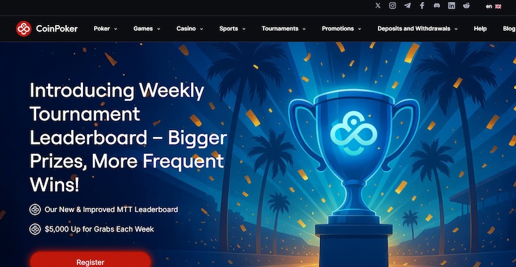 An image of one of the best CoinPoker promos, the weekly tournament leaderboards.