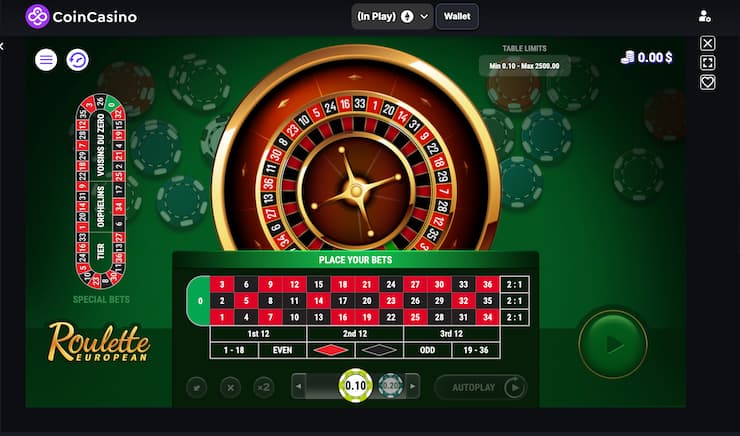 A snapshot of European Roulette at NZ Online Roulette Casino Coin Casino