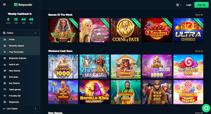 A snapshot of the slots at betpanda casino - a fast payout UK casino