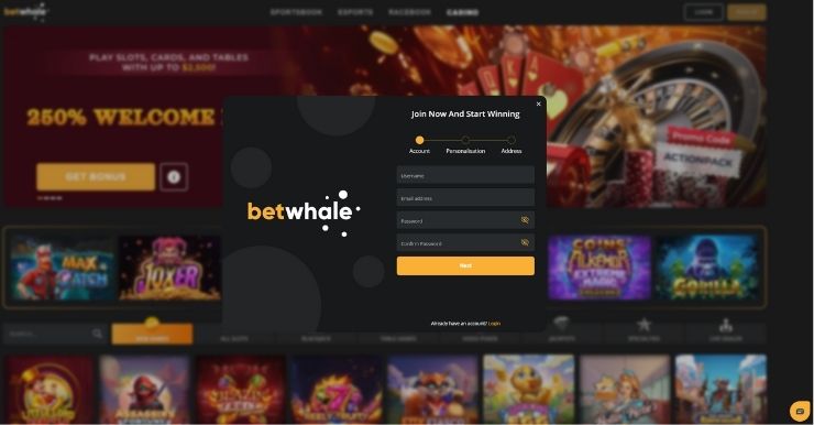 registration for betwhale online casino