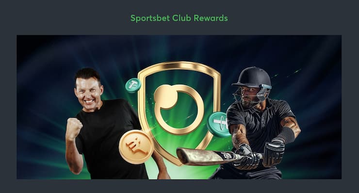 A snapshot of the Sportsbet.io bonus – Club Rewards with cricket and sports action