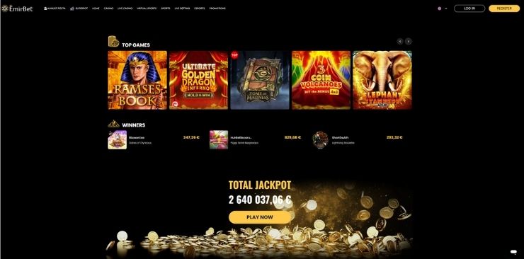 emirbet oman casino jackpot bonus and games on homepage
