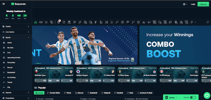 A snapshot of the Betpanda sports betting site - a top non gamstop betting site
