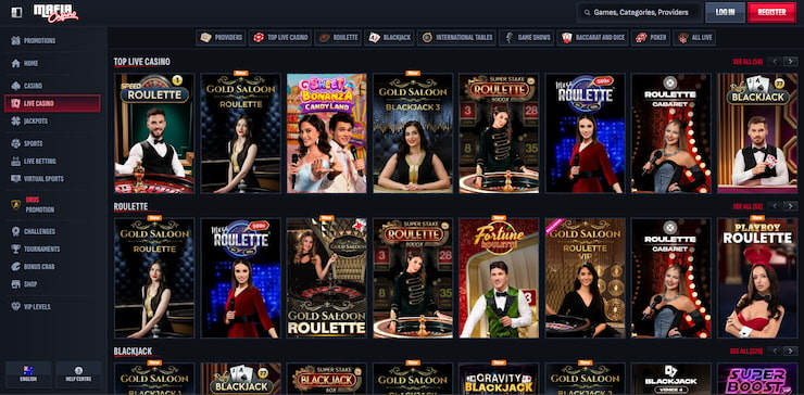 Mafia Casino weekend reload bonus up to $1,050 plus 50 free spins, available for players of live roulette online Australia.