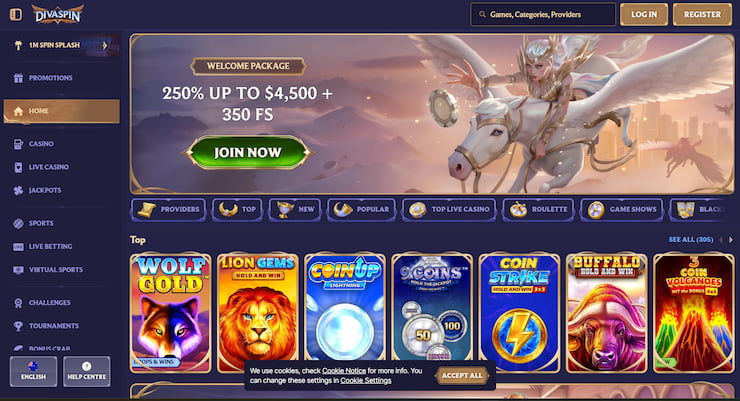 Welcome bonus promotions and top slots with live casino and online roulette Australia options at Divaspin.