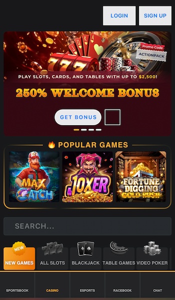 A screenshot of the BetWhale mobile page, one of the top casino apps.