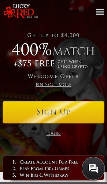 Screenshot of LuckyRed mobile app.