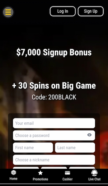 A screenshot of Black Lotus on mobile.