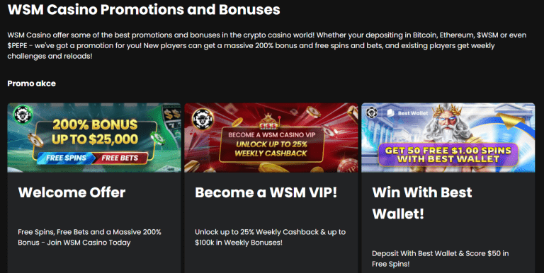 Bonuses at WSM casino