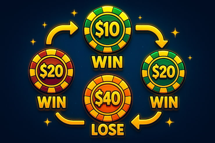 A simple visual representation of how the 212 blackjack strategy works.