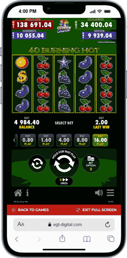 Step 2: Set and Load Your Bet - 40 Burning Hot 