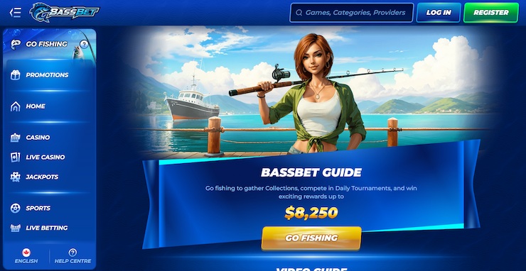 A screenshot of the Bassbet Go Fishing feature Canada.