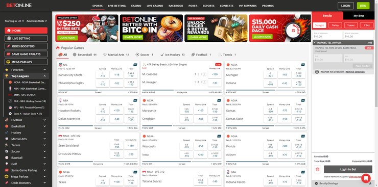 betonline popular sports games for visa bettors