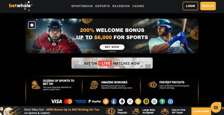A screenshot of the BetWhale welcome bonus, one of the best MLB betting sites.