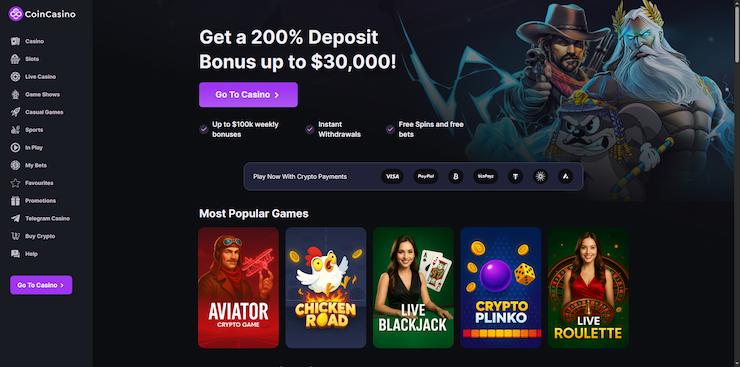 coincasino deposit bonus and games available for israeli bettors