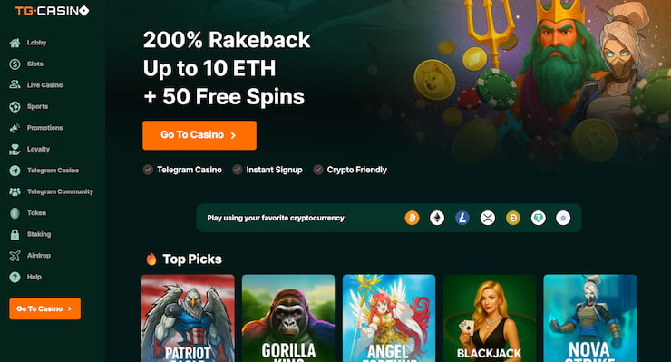 A snapshot of TG Casino, one of the best XRP Casinos