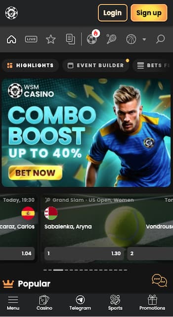 A snapshot of WSM Crypto Betting Casino