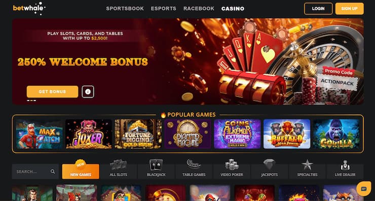 BetWhale online slots casino homepage