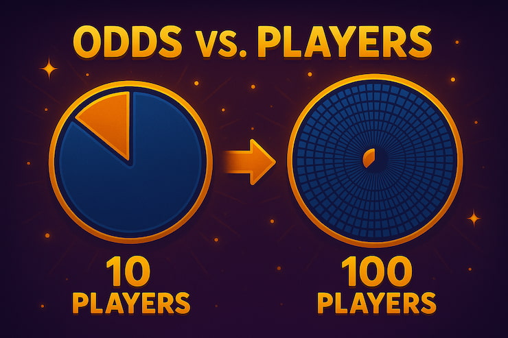 A visual representing how bingo odds decrease as the number of player increases.