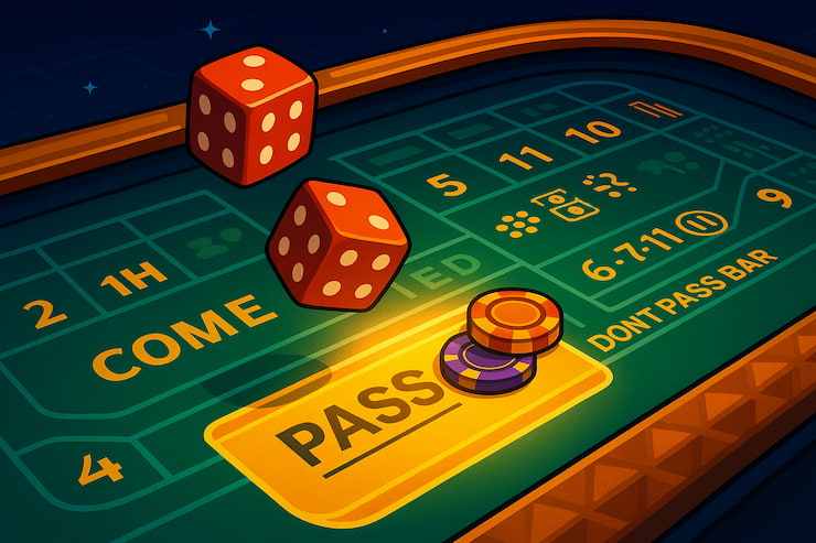 A picture showing a typical craps table.