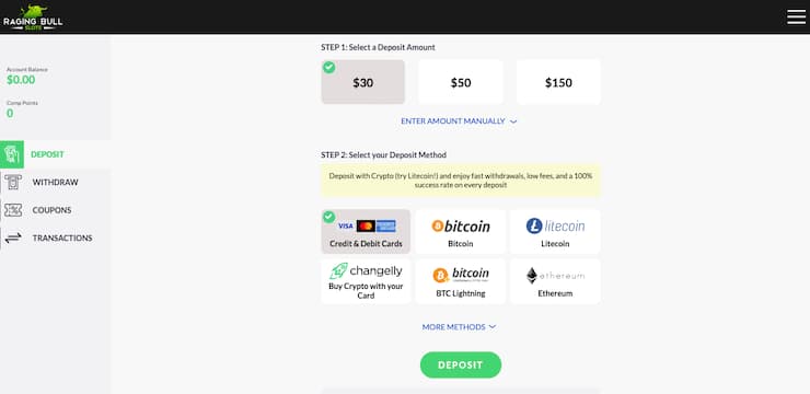 Deposit options at blackjack casino sites