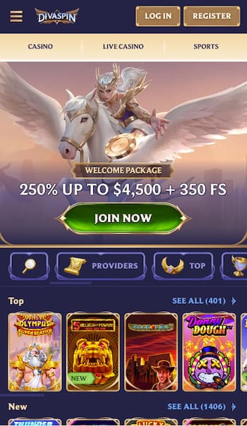 Divaspin Australian mobile casino site