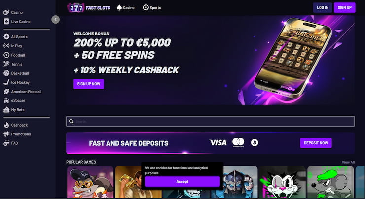 A snapshot of a top EU Online Casino, Fast Slots
