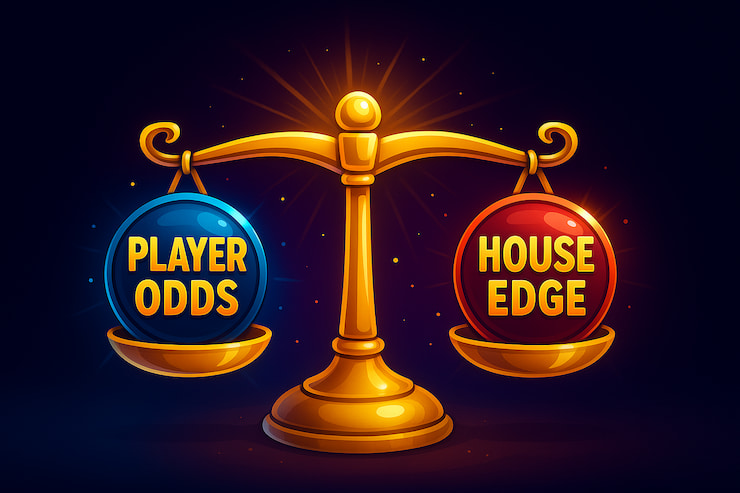A graphic representing the player's odds versus the casino's house edge.