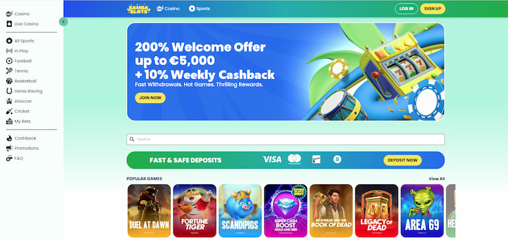 A snapshot of the Samba Slots casino page.