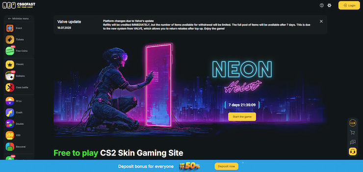 An image of the CSGOFast betting platform.