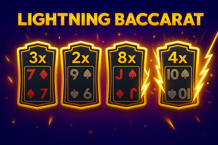 An image of Lightning Baccarat, a popular live baccarat variant from Evolution Gaming.