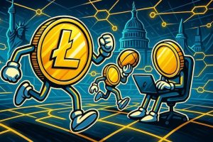 coins in a futuristic arena symbolizing best Litecoin sportsbooks