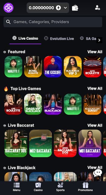 Live casino app South Africa with roulette, blackjack, and baccarat