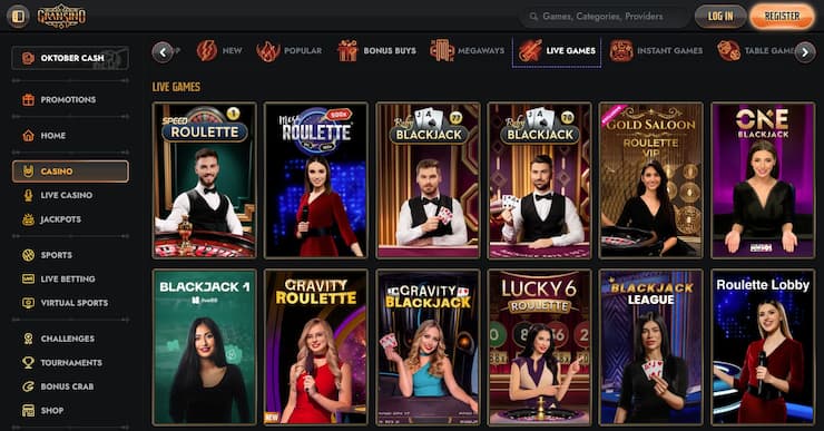 New Zealand casino bonus live dealer roulette and blackjack games at Gransino Casino