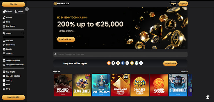 A snapshot of Lucky Block Casino.
