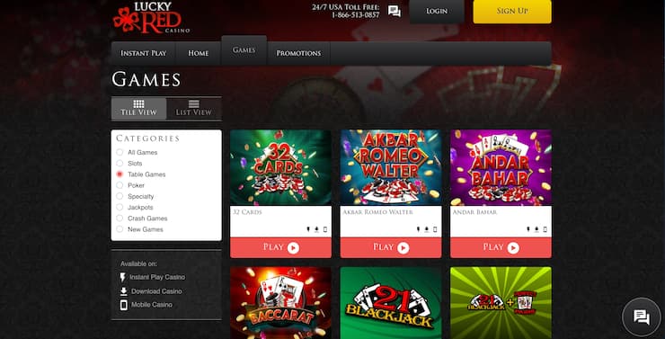 Lucky Red baccarat game option in casino lobby