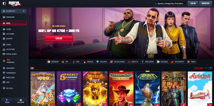 Mafia Casino homepage – best online casinos Australia themed site