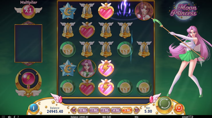 A snapshot of one of the princess features in the Moon Princess slot.
