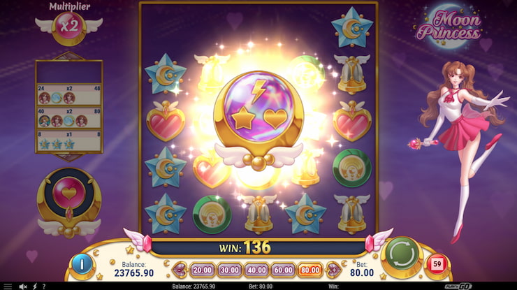 An image of a win on the Moon Princess slot game.