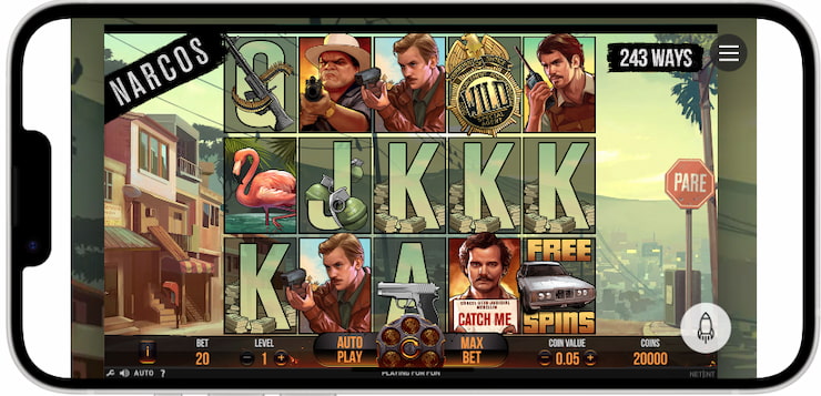 An image of the Narcos slot on mobile.