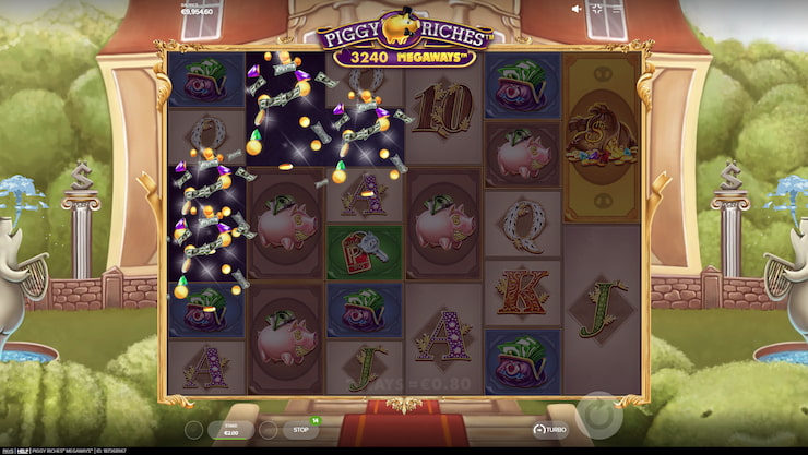 A winning combination on the Piggy Riches Megaways slot game.