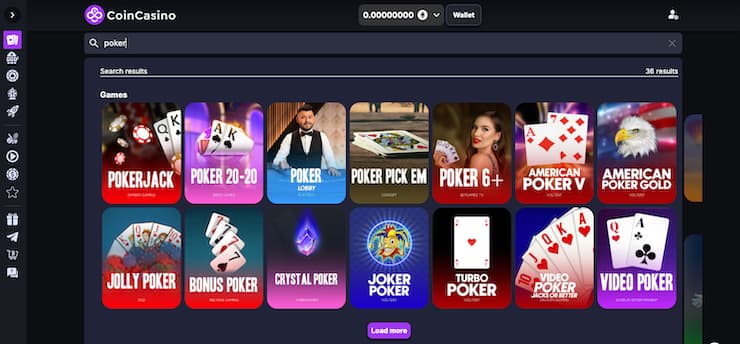 Ripple casinos poker games and video poker options