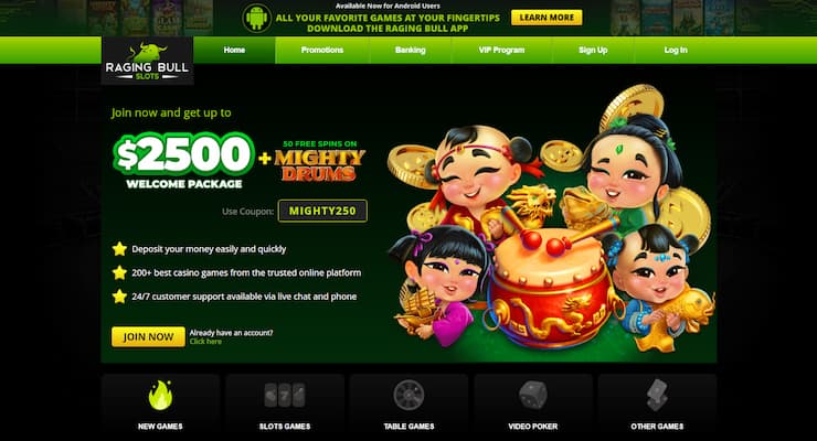 Raging Bull slots casino promotion