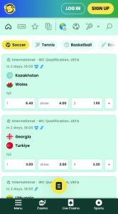 A snapshot of Samba Slots, a top crypto sports betting site for US players